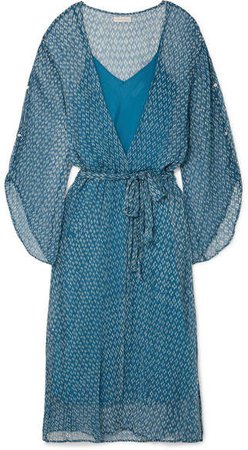 Cloe Cassandro - Fifi Belted Printed Silk-crepon Midi Dress - Blue