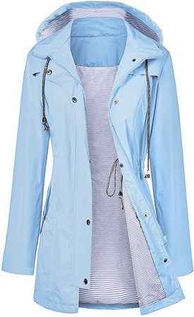 Amazon.com: LOMON Raincoat Women Waterproof Long Hooded Trench Coats Lined Windbreaker Travel Jacket S-XXL : Clothing, Shoes & Jewelry