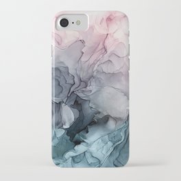 Blush and Payne's Grey Flowing Abstract Painting iPhone Case