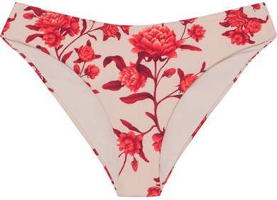 Floral-print Bikini Briefs - Red