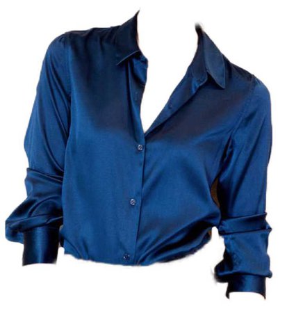 blue satin blouse