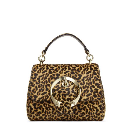 Natural Mix Leopard Print Pony Top Handle Bag with Metal Buckle| MADELINE TOPHANDLE/S | Spring Summer '20 | JIMMY CHOO