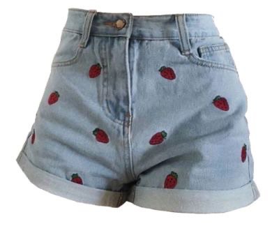 strawberry denim shorts