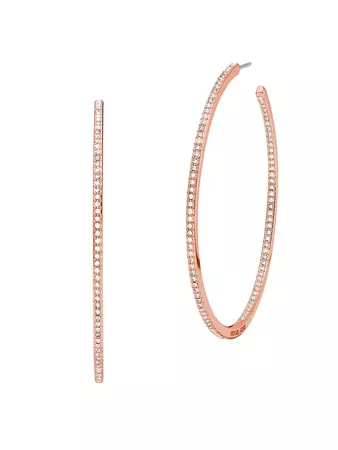 Michael Kors Premium 14K Rose Gold-Plated & Cubic Zirconia Inside-Outside Hoop Earrings