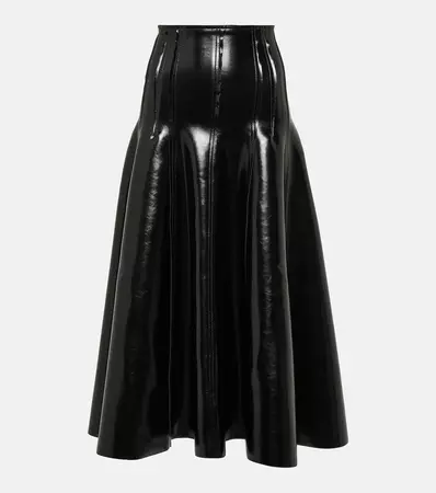 Faux patent leather midi skirt in black - Norma Kamali | Mytheresa