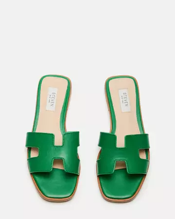 HADYN Green Leather Sandal | Women's Designer Sandals – Steve Madden