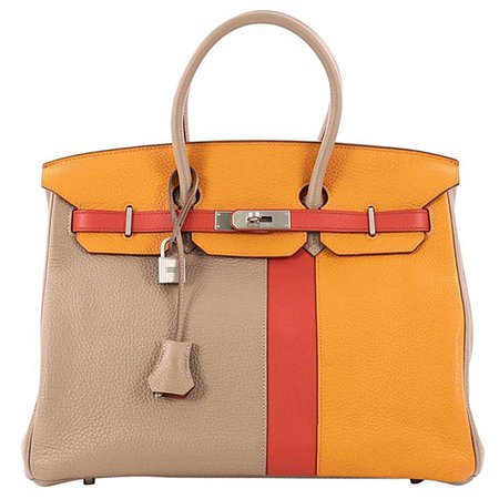 Hermes Birkin Handbag Tricolor Clemence and Swift w/ Brushed Palladium Hardware 35 at 1stdibs