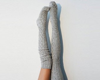 Thigh High Socks Dark Grey Sweater Socks Women's Long | Etsy