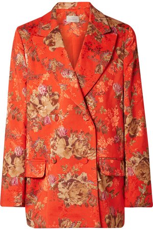 Preen by Thornton Bregazzi | Gillian oversized floral-print satin-jacquard blazer | NET-A-PORTER.COM