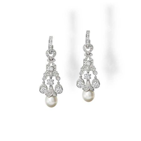 Maharani Octavia Diamond and Pearl White Gold Earrings