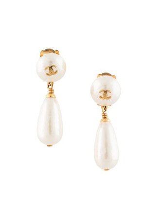Chanel Pre-Owned 1996 Drop faux-pearl clip-on Earrings - Farfetch