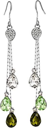 Amazon.com: Neoglory Jewelry Teardrop Crystal Five Colors Drop Earrings 3.14" embellished with Crystals from Swarovski: Clothing, Shoes & Jewelry