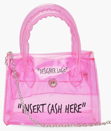 Boohoo Pink Clear Shoulder Bag