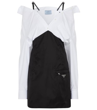 Prada - Cotton and re-nylon shirt minidress | Mytheresa