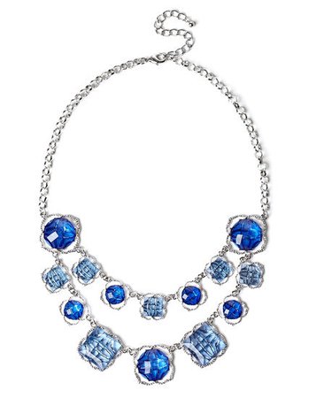 Blue Jewel Layered Statement Necklace | Cleo