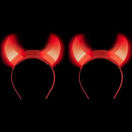 Amazon.com: GIFTEXPRESS 2-pack Red Flashing Light Up LED Devil Horns Headband Halloween Costume Head Boppers (2-pack) : Toys & Games