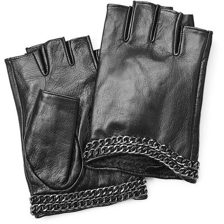 Black Fingerless Gloves w/ Chains