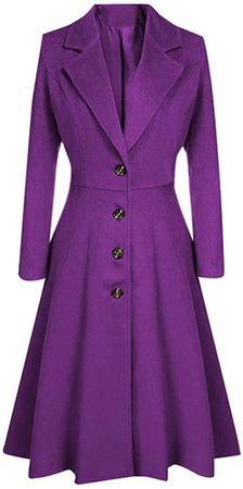 Amazon.com: ZANFUN Women's Winter Dress Coats Winter Lapel Wool Blend Long Peacoat Trench Ladies Elegant Slim Jacket Parka Outwear Purple: Clothing