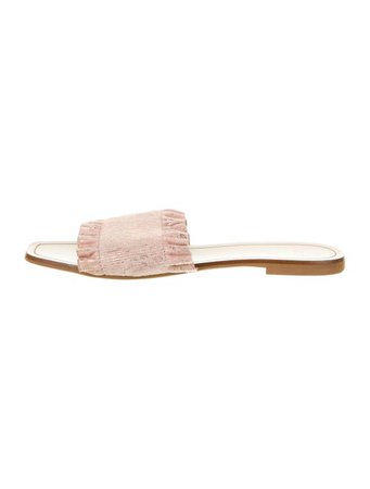 Lewit metallic glitter light pink gold accents Leather Slides - Shoes - WLTEI20191 | The RealReal