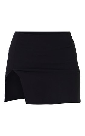Black Stretch Woven Split Hem Micro Mini Skirt | PrettyLittleThing USA