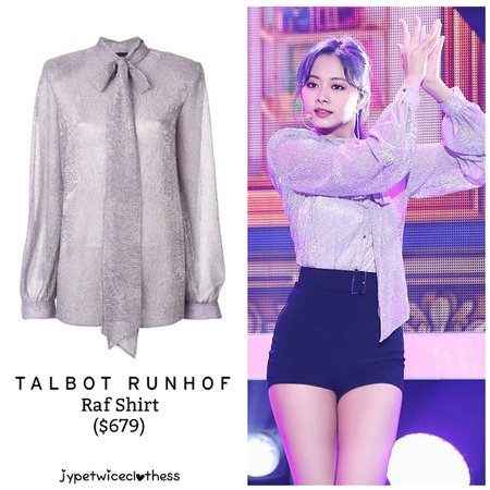 Twice's Fashion on Instagram: “TZUYU MBC MUSIC CORE TALBOT RUNHOF- Raf Shirt ($679) #twicefashion #twicestyle #twice #nayeon #jeongyeon #jihyo #momo #mina #sana #dahyun…”
