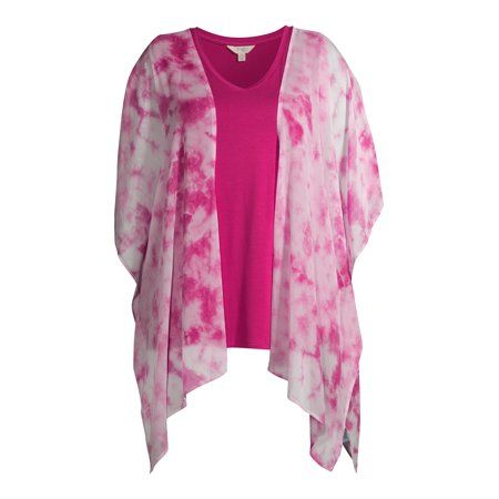 Terra & Sky - Terra & Sky Women's Plus Size Kimono & Tank Set - Walmart.com pink
