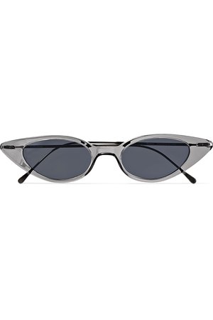 Gray Marianne cat-eye acetate and gunmetal-tone sunglasses | Illesteva | NET-A-PORTER