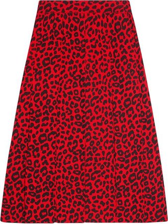 Gucci Leopard Print Midi Skirt