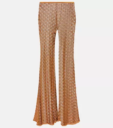 Low Rise Lame Wide Leg Pants in Brown - Missoni Mare | Mytheresa