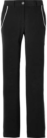 Lita Striped Washed-silk Wide-leg Pants - Black