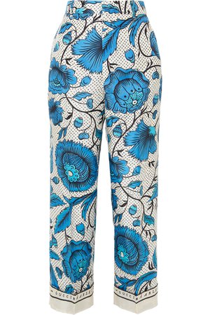 Gucci | Cropped printed silk-twill wide-leg pants | NET-A-PORTER.COM