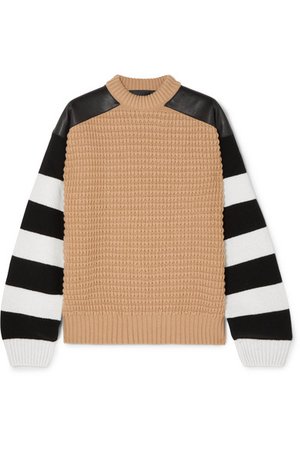 Haider Ackermann | Leather-paneled striped fleece wool and cashmere-blend sweater | NET-A-PORTER.COM