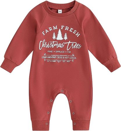 Amazon.com: Infant Baby Girl Boy Christmas Outfits Long Sleeve Crewneck Letter Tree Elk Snowflake Sweatshirt Romper Clothes (Gray, 6-12 Months): Clothing, Shoes & Jewelry
