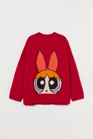 Oversized Sweater - Red/The Powerpuff Girls - Ladies | H&M US