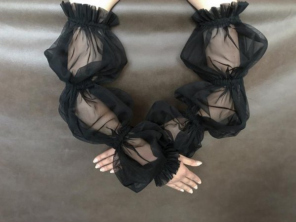 Elegant puffed sleeves GOTHIC VAMPIRE Glamour black gloves | Etsy