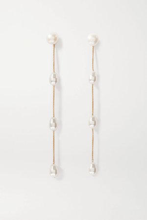 White Medium Pearl Drop gold earrings | Sophie Buhai | NET-A-PORTER