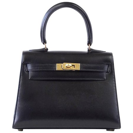 Hermes Kelly 20 Mini Vintage Kelly Sellier Box Leather Gold Hardware For Sale at 1stdibs