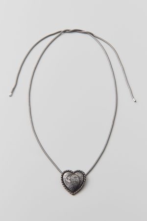 Etched Heart Metal Bolo Tie Necklace | Urban Outfitters Australia - Clothing, Music, Home & Accessories