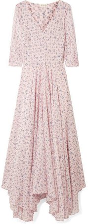 Larissa Floral-print Cotton And Silk-blend Maxi Dress - Pastel pink