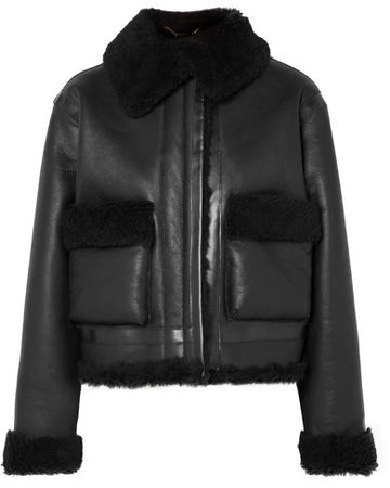 Cropped Shearling Jacket - Black