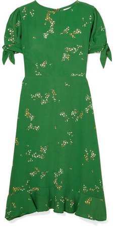 Emilia Ruffled Floral-print Crepe Midi Dress - Green