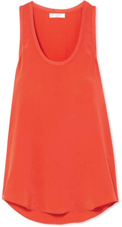 Mel Washed-silk Tank - Bright orange