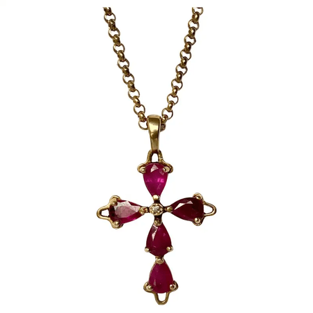 Vintage Ruby and 9 Carat Gold Pendant and Necklace