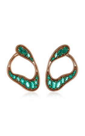 Stream 18k Rose Gold Emerald Hoop Earrings By Fernando Jorge | Moda Operandi
