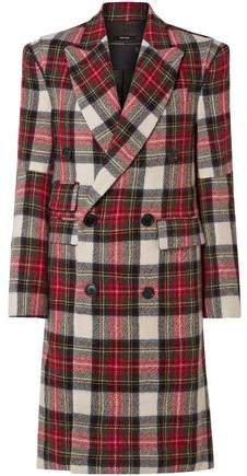 Double-breasted Checked Wool Coat