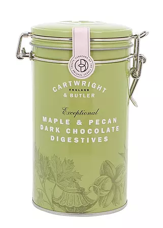 Cartwright & Butler Maple & Pecan Dark Chocolate Digestives Tin 200g - Harvey Nichols