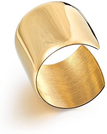 Carfeny High Polished Stainless Steel Smooth Wide Cuff Bangle Bracelet Gold Rose Gold Silver Available Color gold