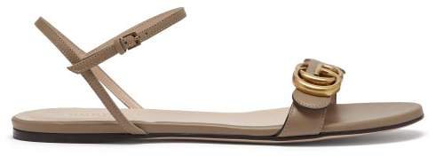 Gg Marmont Leather Sandals - Womens - Beige