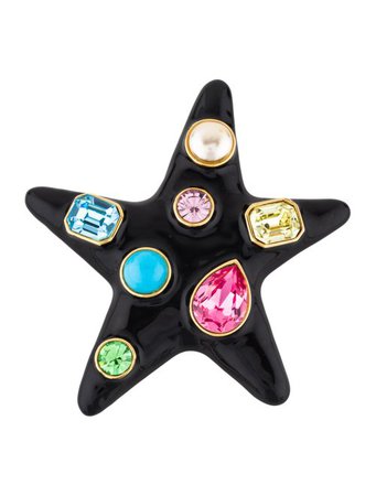 Kenneth Jay Lane Crystal, Faux Pearl, & Resin Star Brooch - Brooches - WKE24675 | The RealReal