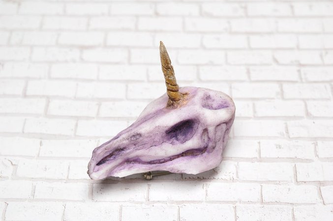 Unicorn Skull Pin Brooch Faux Bone Dark Mori Witch Wicca | Etsy